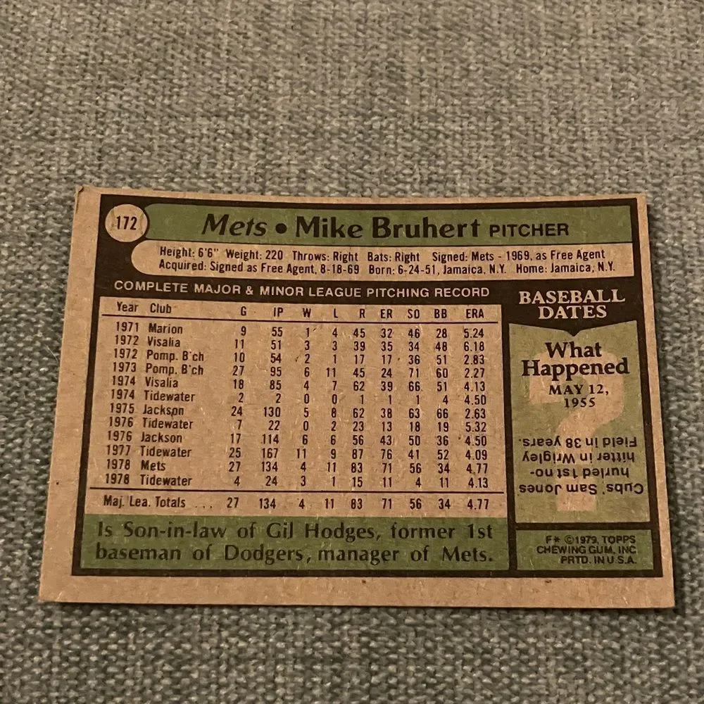 1979 Topps New York Mets Baseball Card Trading Card - Picture 2 of 2